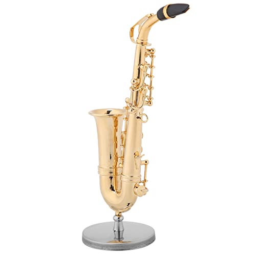 Tnfeeon Miniatur -Saxophonmodell mit Stand and Case - Exquisite Messinggold Handwerk für Dekoration Ideales für und Musiker von Tnfeeon