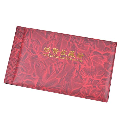 Tnfeeon Papiergeldalbum, 30 Seiten 60 Seiten für Währungskollektion mit Transparenten PVC -Taschenblättern für Banknote -Speicher und -anzeige (Rosenrot) von Tnfeeon