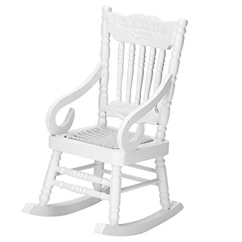 Puppenhaus Schaukelstuhl, 1/12 Leichte Hölzerne Puppenhaus Möbel Set Spaß Sessel Sofa Modelle Früherziehung Spielen Spiel Puppenhaus Zubehör für Baby(Weiß) von Tnfeeon