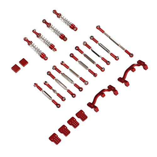Tnfeeon RC-Car-Upgrade-Ersatzteil, Modellspielzeug, Automodell-Zubehör-Set, Stoßdämpfer aus Aluminiumlegierung, RC-Car-Zugstangen-Set für WPL C24 C14 C14K C24K RC-Car (Rot) von Tnfeeon