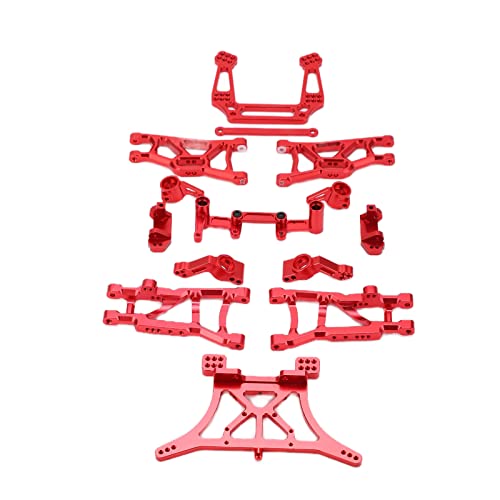 Tnfeeon RC-Metall-Upgrade, Modellspielzeug, Automodell-Zubehör, Zubehör für RC Vorderrad-Hinterradaufhängungsarm-Lenkbecher-Kit für Slash 2WD (Rot) von Tnfeeon
