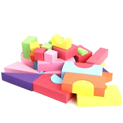 Tnfeeon Safe Eva -Schaumbaubausteine ​​Soft -Stapelblöcke für, Komplette Bausteinspiel für Fantasievolle Spiele, Kleine und Tragbare Bildungsspielzeuge für Innen und Außengebrauch, 52pcs Bausteine von Tnfeeon