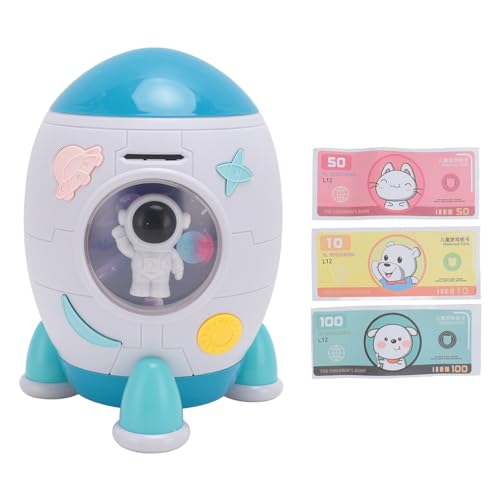 Tnfeeon Spaceship Coin Bank Geldsparkasten für mit Passwortschutz Auto Roll Bill Violet Light Erkennungsraum Thema Abs Kunststoff Kunststoff von Tnfeeon