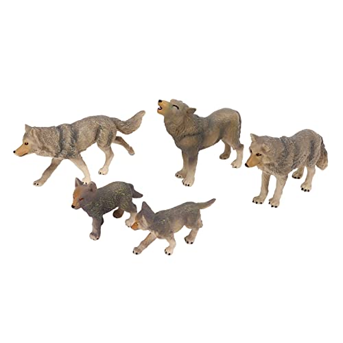Tnfeeon Wolf Figur Spielzeug, Kunststoff Wolf Modell Set Simulation Aussehen für Lernspielzeug von Tnfeeon