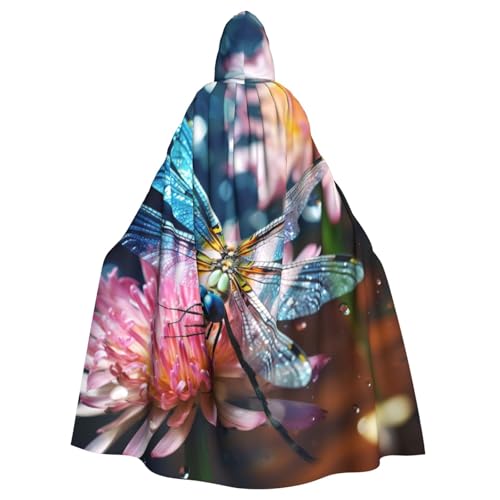 Tnnutp Kapuzenumhang mit Libellen und Blumen, Uni, volle Länge, für Halloween, Party, Cosplay, Kostüm, Umhang Tnnutp Kapuzenumhang mit Libellen und Blumen, Uni, volle Länge, für Halloween, Party, Cosplay, Kostüm, Umhang von Tnnutp