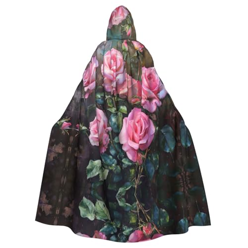 Tnnutp Rosafarbener Uni-Kapuzenumhang mit frischen Rosen, für Halloween, Party, Cosplay, Kostüm, Umhang Tnnutp Rosafarbener Uni-Kapuzenumhang mit frischen Rosen, für Halloween, Party, Cosplay, Kostüm, Umhang von Tnnutp