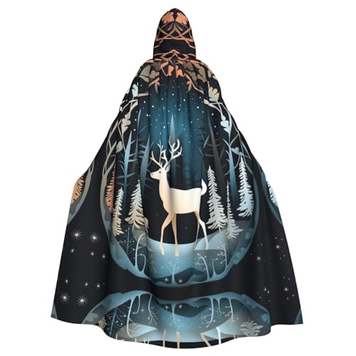 Tnnutp Umhang mit Kapuze, Motiv: Weihnachtsbaum, Hirsch, Uni, volle Länge, Halloween, Party, Cosplay, Kostüm, Umhang Tnnutp Umhang mit Kapuze, Motiv: Weihnachtsbaum, Hirsch, Uni, volle Länge, Halloween, Party, Cosplay, Kostüm, Umhang von Tnnutp