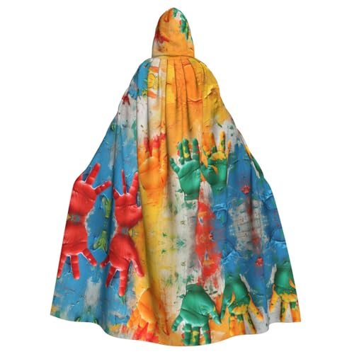 Tnnutp Umhang mit Kapuze für Kinder, Handabdruck, Uni, volle Länge, Halloween, Party, Cosplay, Kostüm, Umhang Tnnutp Umhang mit Kapuze für Kinder, Handabdruck, Uni, volle Länge, Halloween, Party, Cosplay, Kostüm, Umhang von Tnnutp