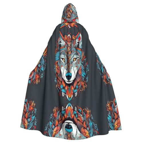 Tnnutp Umhang mit Wolfsmotiven, bunt, mit Kapuze, Uni, volle Länge, für Halloween, Party, Cosplay, Kostüm, Umhang Tnnutp Umhang mit Wolfsmotiven, bunt, mit Kapuze, Uni, volle Länge, für Halloween, Party, Cosplay, Kostüm, Umhang von Tnnutp
