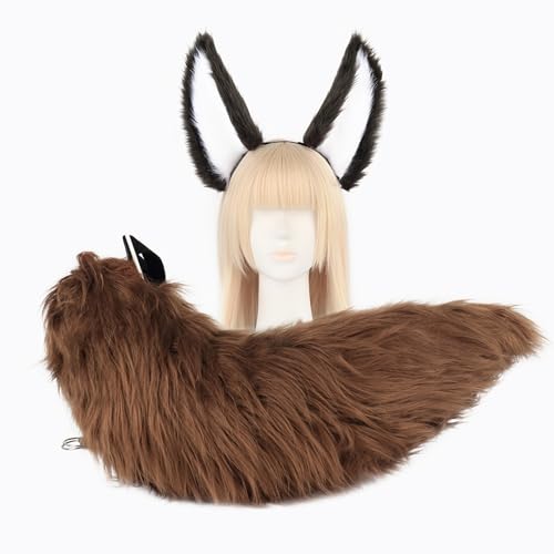 Tnxpumi Halloween-Kostüm mit Fuchs-Ohren, Stirnband, Cosplay, pelziges Kostüm, Schwanz-Set (Set) von Tnxpumi