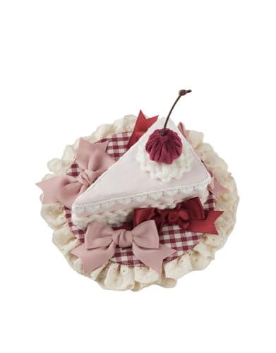 Tnxpumi Handgefertigter Lolita-Kopfschmuck für Cupcakes, Haarnadel, Spitze, Schleife, Kopfschmuck, Cosplay, Kopfbedeckung (Dreieckskuchen-Flachhut) von Tnxpumi