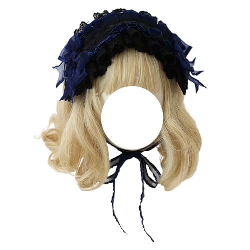Tnxpumi Stirnbänder für Damen, Gothic-Lolita-Kopfschmuck, Spitze, Cosplay, Stirnbänder, Haarschmuck, Dunkelblau Tnxpumi Stirnbänder für Damen, Gothic-Lolita-Kopfschmuck, Spitze, Cosplay, Stirnbänder, Haarschmuck, Dunkelblau von Tnxpumi