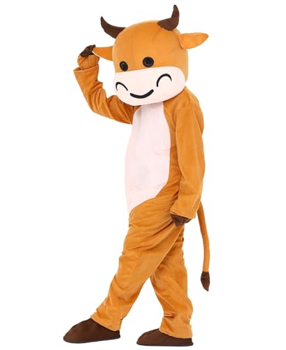 Rinder-Maskottchen-Kostüm für Erwachsene, Halloween, Kalb, Tier, Cosplay, Anzug für Damen und Herren, Rinder, L (passend für Körpergröße: 1,52 m - 1,8 m) von ToRhine