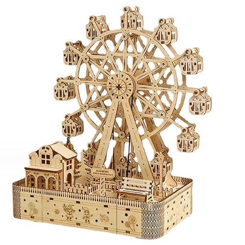 3D Holz Puzzle Riesenrad Musikbox 24 x 14 x 28.8 cm 3D Puzzle Holz Erwachsene Kreative Dekorative Riesenrad Puzzles Modellbausätze Bauen Geschenke für Erwachsene Teenager Mädchen und Jungen von Toaboa