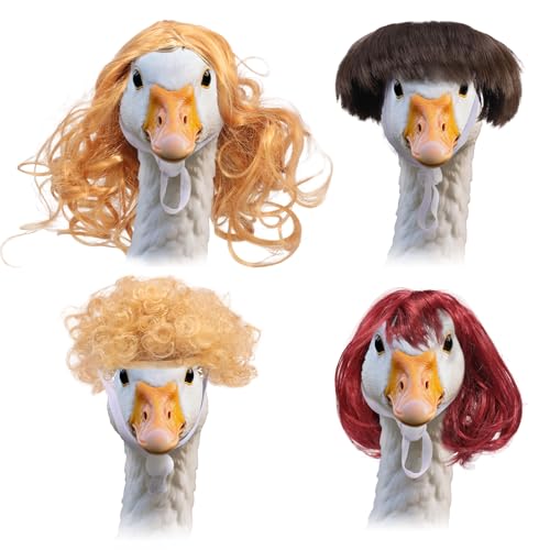 4 Stücke Gänseperücke Wasserfest Lawn Geese Statue Einstellbar Sonnenschutz Stilvolle Gans-Perücke für Oster-Mottopartys, Poolpartys, Geburtstagsfeiern, Verlobungsfeiern von Toaboa