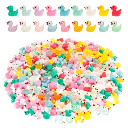 400 Stück Mini Enten Harz Farbe Mini Quietscheente DIY Süße Ente Helle Farben Wasserdicht Kleine Enten Figuren für Puppenhäuser Und Minigärten von Toaboa