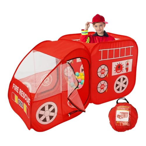 Spielzelt Kinder Indoor, Polyester, Pop Up Spielzelt mit Reißverschlussöffnung Atmungsaktiv Spielhaus Indoor Kreative Interaktion Geschenk Feuerwehrzelt für Kinder Ab 3 Jahren von Toaboa