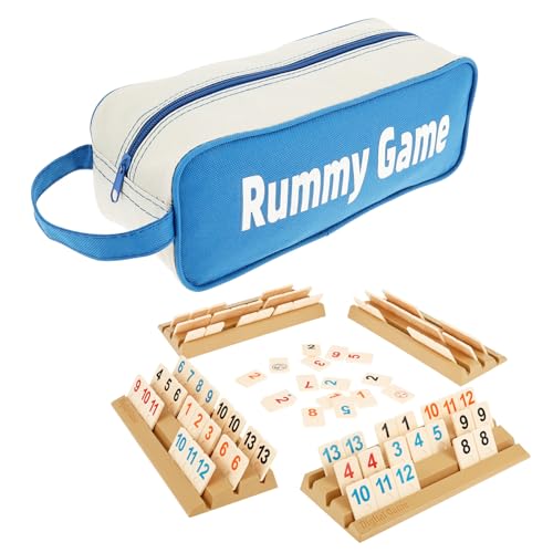 Toaboa 116 Stück Rummy Set ABS mit Wildcard Rummikub Spiel für 2-4 Personen Verstellbares Deck Rummy Holzspiel für Spieleabende, Reisen, Festivals Und Strategiespiel-Liebhaber von Toaboa