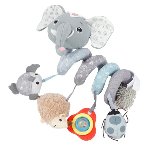 Toaboa Baby Kinderwagen Spiralspielzeug hängende Baby Spiralplüschspielzeug mit Musikbox Rasseln BB Gerät Buntes Kind Plüschpuppe für Autositz Kinderwagen Crib(Elefantenstil) von Toaboa