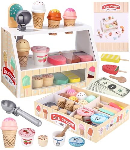 Toaren Eisdiele Kinder Holz,Eisdiele Eisladen EIS Spielzeug für Kinder Einkaufsladen Eiscreme Kinderküche Zubehör ab 3 Jahre mit Spielgeld,Kaufladen Zubehör Holz,Montessori Spielzeug Mädchen Jungen Toaren Eisdiele Kinder Holz,Eisdiele Eisladen EIS Spielzeug für Kinder Einkaufsladen Eiscreme Kinderküche Zubehör ab 3 Jahre mit Spielgeld,Kaufladen Zubehör Holz,Montessori Spielzeug Mädchen Jungen von Toaren