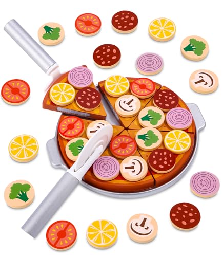 Toaren Pizza Set Holz,Pizza Kinderküche Zubehör,Zubehör Kinderküche,Spielzeug Lebensmittel für Kaufladen zubehör Holz,Holz Pizza für Kinder mit Schneidebrett,Pizzaschneider Toaren Pizza Set Holz,Pizza Kinderküche Zubehör,Zubehör Kinderküche,Spielzeug Lebensmittel für Kaufladen zubehör Holz,Holz Pizza für Kinder mit Schneidebrett,Pizzaschneider von Toaren
