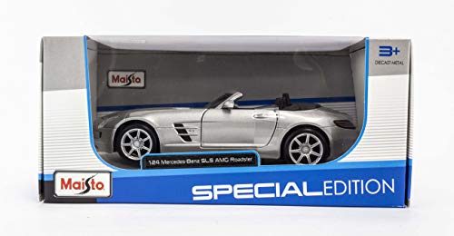 Maisto 31272 SLS AMG Roadster Mercedes-Benz Modellauto, Silber, One Size von Maisto