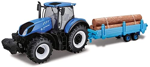 Tobar B18-44068 New Holland T7HD Traktor mit Blockanhänger, Maßstab 1:32, blau von Tobar