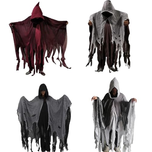 TocaFeank Halloween Geisterumhang | Halloween Kostüm Erwachsene mit Kapuze | Furchterregendes Halloween Umhang Sensenmann Kostüm mit weichem weißem Netz | Gruseliger Hexenumhang Zubehör TocaFeank Halloween Geisterumhang | Halloween Kostüm Erwachsene mit Kapuze | Furchterregendes Halloween Umhang Sensenmann Kostüm mit weichem weißem Netz | Gruseliger Hexenumhang Zubehör von TocaFeank