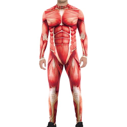 TocaFeank Herren Muskelkörper Halloween Anzug,Muskel Anatomie Anatomische Körperstruktur Bodysuit Kostüm - Ganzkörper Catsuit Für Verkleidungspartys Karneval Cosplay von TocaFeank