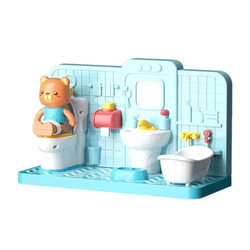 TocaFeank Toilettenspielzeug, Töpfchenspielzeug,Niedliches Bären-Badezimmermöbel-Set | Rollen Sie so, als ob Sie lustiges Toiletten-Lernspielzeug für Jungen und Mädchen Spielen würden, von TocaFeank