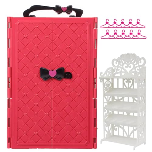 Toclsixz Puppen kleiderschrank für 30cm Puppe Zubehör und Kleidung inklusive Kleiderschrank, Schuhregal, Kleiderständer Toclsixz Puppen kleiderschrank für 30cm Puppe Zubehör und Kleidung inklusive Kleiderschrank, Schuhregal, Kleiderständer von Toclsixz