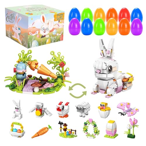 Toclsixz 360PCS Oster Bausteine Set,12 in 2 Bauspielzeug für Hasen und Karotten mit 12 Osterei, Ideales Ostergeschenk für Creator und Kinder ab 6 Jahren von Toclsixz