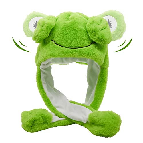 Tocwick Frosch Hut Kostüm mit beweglichen Ohren Plüsch Cartoon Hut Tierförmige Kappe für Festival Cosplay von Tocwick