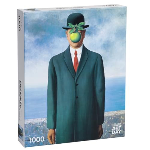 Today is Art Day - René Magritte - Sohn des Menschen - Puzzle - 1000 Teile, Grün; Grau; Rot von Today is Art Day
