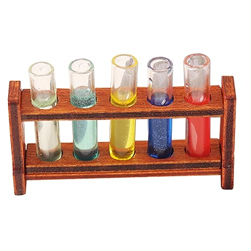 1 Satz Testglas mit Holzständer für Puppenhaus Zubehör und Experimente Kreative Dekoration und Rollenspiel von Toddmomy