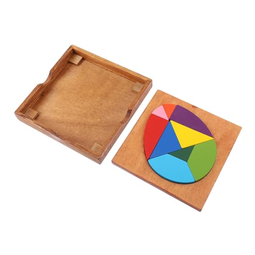 1Satz Eiförmiges Holz Puzzlespielzeug Tangram Blöcke für Frühkindliche Bildung Formen Puzzlespielzeug Kreativität und Kognitiven Fähigkeiten von Toddmomy