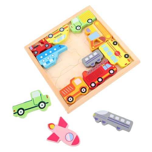 1Satz Holz Puzzle für Vorschulkinder Transportfahrzeug Puzzle mit Bunten Formen Fördert Kreativität und Kognitive Entwicklung Lernspielzeug für Kleinkinder von Toddmomy
