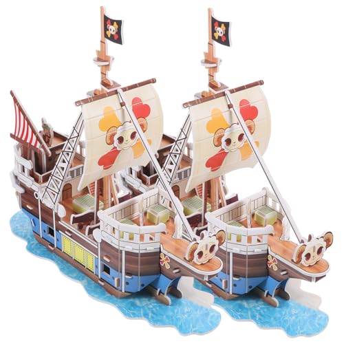 2Sätze Piratenschiff Puzzle für Kreatives Segelboot Modellbau Kit für DIY Montage Papierpuzzle für Gehirntraining und von Toddmomy
