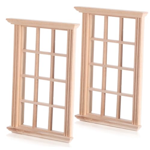 2Stücke Puppenhaus Fensterrahmen aus Holz Dekoratives Zubehör für Moderne Puppenhausmöbel Langlebige Deko für DIY Puppenhausgestaltung von Toddmomy