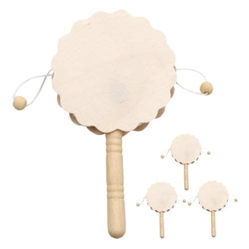 Toddmomy 4Stücke DIY Holz Rasseltrommel für Malset zum Gestalten Handheld Musikinstrument für Kreative Bastelprojekte und Musikspielzeug von Toddmomy