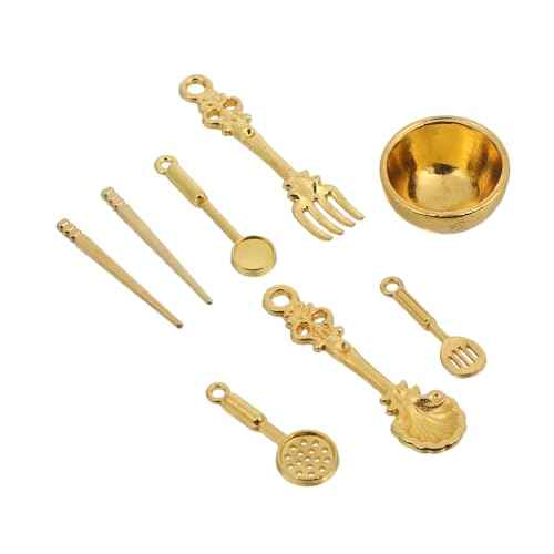 8Stücke Puppenhaus Geschirr Set Teiliges Zubehör für Schüsseln Löffeln Essstäbchen und Gabeln Realistische Details für Kreative Spielwelten von Toddmomy
