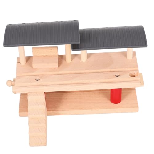 Doppelstöckige Holzbahnplattform für DIY Zubehör für Eisenbahnmodelle Kreatives Holzspielzeug Problemlösungsfähigkeiten von Toddmomy