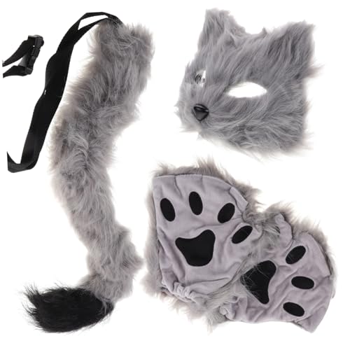 Flauschige Tiermaske für Karneval und Halloween Halbseitige und Katzenmaske aus Kunstpelz für Cosplay Maskeraden und Partys Teiliges von Toddmomy