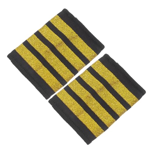 Toddmomy 1 Paar Pilot Schulterklappen Goldene Streifen Epauletten für Professionelles Piloten Kostüm Zubehör für Rollenspiele und Veranstaltungen Hochwertige Schulterabzeichen für Autorität von Toddmomy