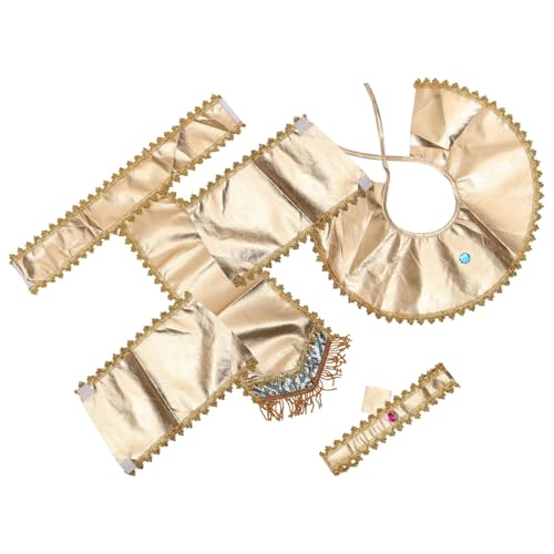 Toddmomy 1 Satz Ägyptisches Kostümset für Halloween mit Gürtel Kragen Armbändern und Kopfbedeckung für Cosplay und Themenpartys von Toddmomy