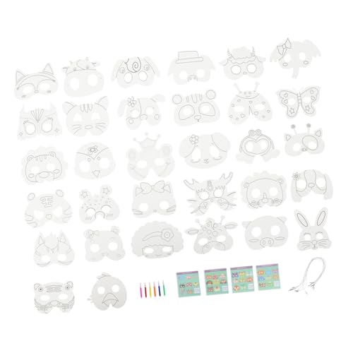 Toddmomy 1 Satz DIY Tiermasken für Unbemalte Graffiti Masken für Halloween und Partys Kreatives Basteln für Rollenspiele und Kostüme von Toddmomy