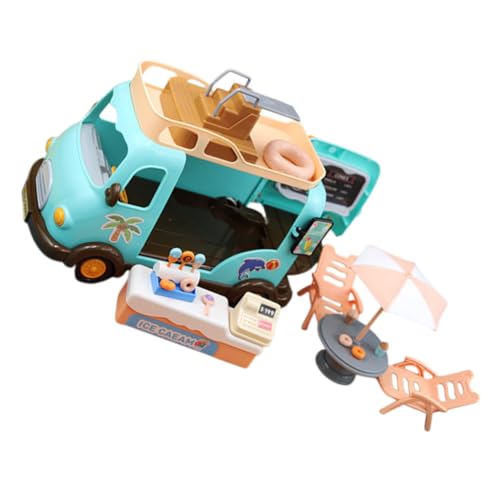 Toddmomy 1 Satz Dollhouse Miniature Eisdielenwagen Set mit Strandstuhl und Realistische Spielzeugaccessoires für Rollenspiel und DIY Dekoration von Toddmomy