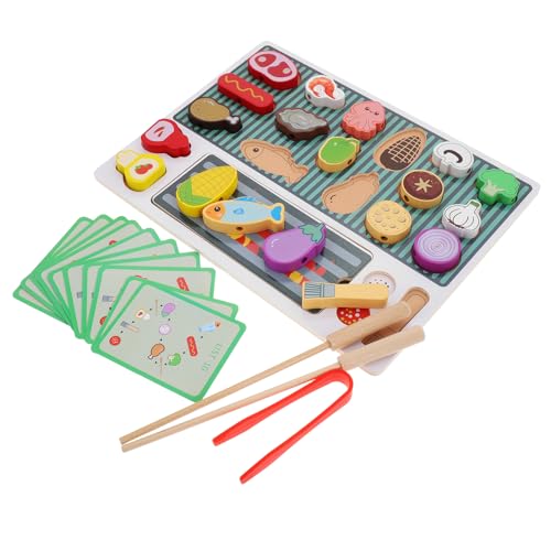 Toddmomy Holz Grillspielset für Kinder Interaktives Küchenspielzeug Simuliertes Barbecue Spielset Kreatives Grillspielzeug für Jungen und Mädchen Spielküche für Fantasievolles Spielen von Toddmomy