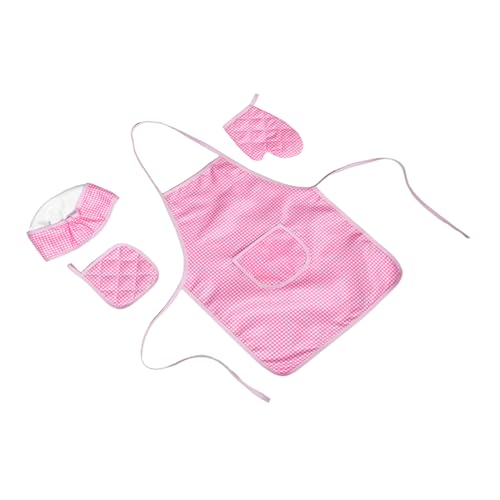 Toddmomy 1 Satz Küchenschürze für Kleinkindschürze für Mädchen Kochschürze für Kind backen Kochspielzeug Set Plüsch Kochmütze Mädchenschürze Schürzen für Polyester Rosa von Toddmomy