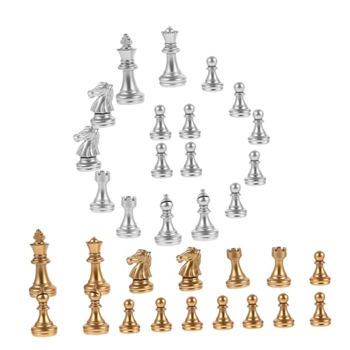 Toddmomy 1 Satz Kunststoff Schachfiguren Gold und Silberfarbe Ersatzteile für Internationale Schachspiele für Brettspiele Intelligenz und von Toddmomy